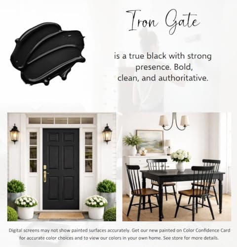 ALL-IN-ONE Paint by Heirloom Traditions, Iron Gate (Black), Quart - Durable cabinet and furniture paint. Built in primer and top coat, no sanding needed. Includes our 30 featured color card.