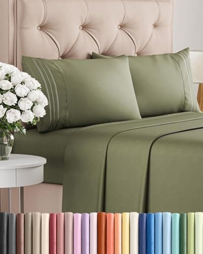 Queen Size 4 Piece Sheet Set - Comfy Breathable & Cooling Sheets - Hotel Luxury Bed Sheets for Women & Men - Deep Pockets, Easy-Fit, Soft & Wrinkle Free Sheets - Sage Green Oeko-Tex Bed Sheet Set