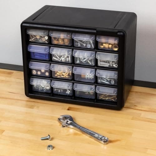Akro-Mils 16-Drawer Plastic Drawer Storage Cabinet for Garage Organization, Beads, Makeup Organizer, Building Bricks Storage, Teacher Toolbox, 10-1/2" W x 6-1/2" D x 8-1/2" H, 10116 Black — view 19