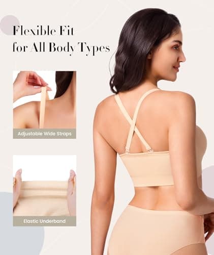 Finduself Strapless Bras for Women Wireless Push Up Bandeau Bra with Strap — view 3