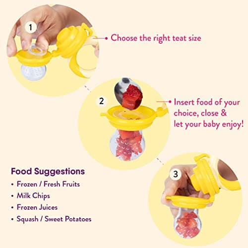 NatureBond Baby Food Feeder/Fruit Feeder Pacifier (2 Pack) - Infant Teething Toy Teether | Includes Additional Silicone Sacs — view 4