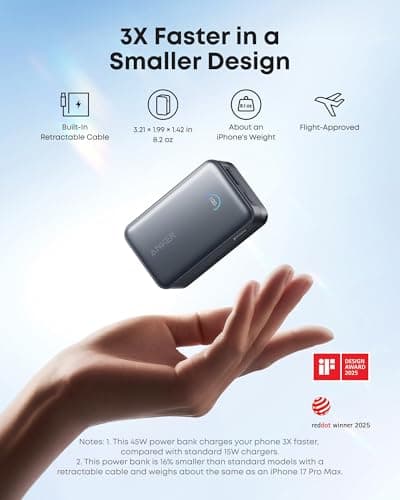 Anker Nano Power Bank, 45W 10,000mAh Portable Charger, iPhone Battery Pack — view 3
