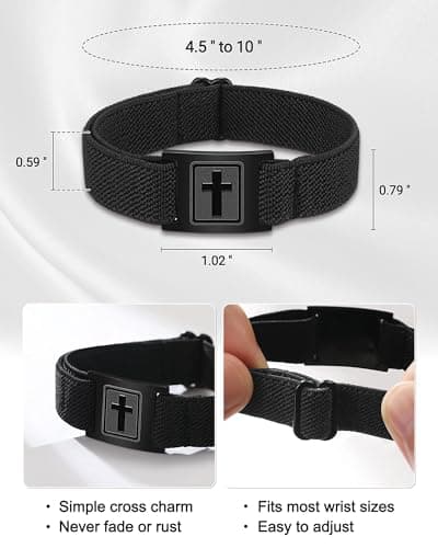 PINKDODO Catholic Confirmation Gifts for Boys Cross Bracelet — view 3