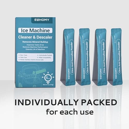 EUHOMY Ice Maker Cleaner & Descaler | 4 Use & Individually Packed | Ice Machine Cleaner with Organic Citric Acid Descaling Powder, Ideal for All Brands — view 6
