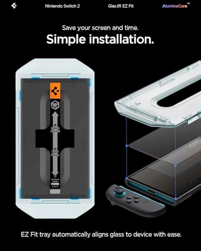 Spigen AluminaCore Screen Protector Tempered Glass [GlasTR EZ Fit] designed for Nintendo Switch 2 [2 Pack] 10H Hardness, Aluminum-Enhanced Durability — view 4