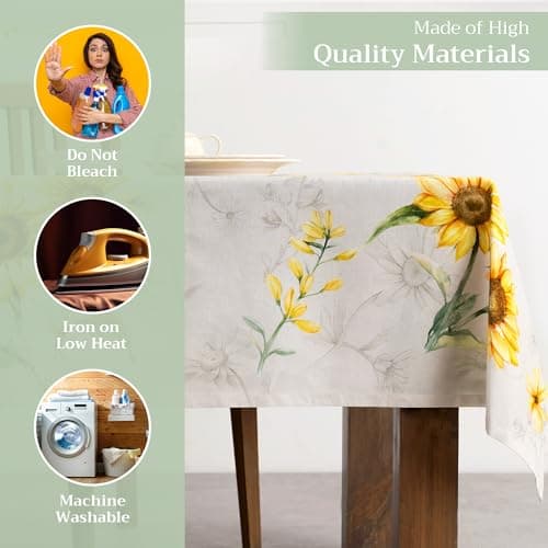 Maison d' Hermine Table Cloth Square Table 100% Cotton 54 x 54 Inches Tablecloth Reusable Decorative for Dining Kitchen Room Farmhouse Party Home Hotel Restaurant Spring Summer - Candice — view 2