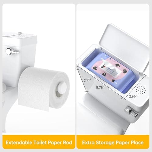 2-in-1 Toddler Potty Training Toilet with Real Flush Sound & Wipes Storage, Portable Non-Slip Baby Potty Chair with Built-in Paper Holder, Easy-Clean Potty Seat for Boys & Girls — view 2
