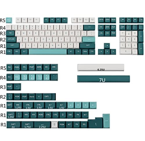 GTSP 163 Keys CSA Profile PBT Keycaps Set, Double Shot Custom Green Keycap for ANSI Layout 60% 65% 100% MX Switches Mechanical Keyboard (Forest)
