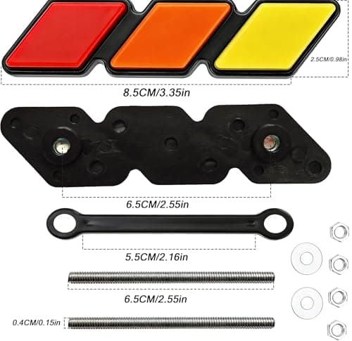 Car Grille Decor Badge, Tri-Color Acrylic Front Grille Emblem (Red Orange Yellow) for Mesh/Slotted Grilles, Replacement for Toyota Tacoma 4Runner Tundra RAV4 — view 2