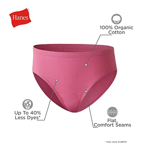 Hanes Ultimate Girls’ Underwear Pack, Organic Cotton Panties for Girls’, Hipster Kids’ Underwear, 8-Pack (Colors May Vary) — view 2