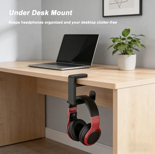 Galiejar Universal Headphone Hook & Headset Holder, Black — view 4
