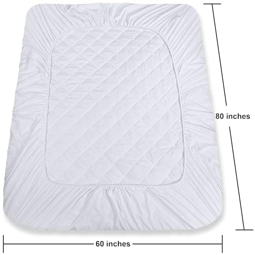 Utopia Bedding Quilted Fitted Mattress Pad, Queen Size, Elastic Fitted Mattress Topper Protector and Cover Stretches up to 16 Inches Deep, Machine Washable (White) — view 3