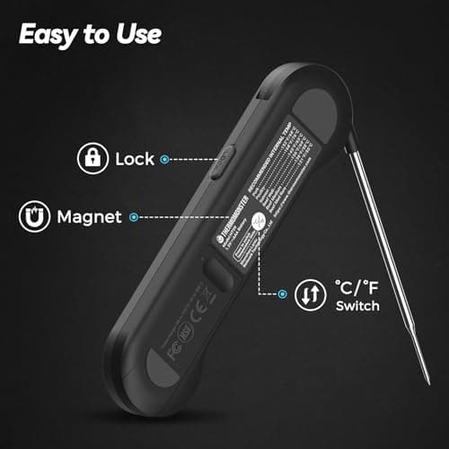 0.5 Sec Instant Read Meat Thermometer Digital with ±0.5℉ Precision, Food Thermometer for Cooking Kitchen Gadgets, Oven Grill Candy BBQ Essentials Accessories, Gifts for Him Dad Men Birthday, Black — view 6