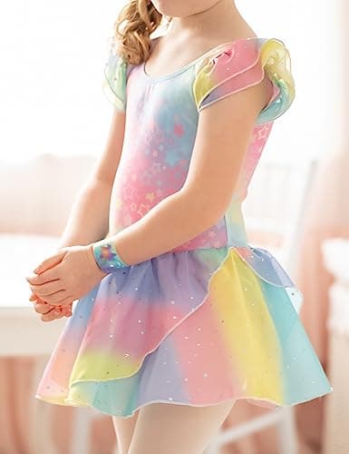 Arshiner Girls Ruffle Sleeve Ballet Dance Dress Tutu Skirted Leotard — view 2