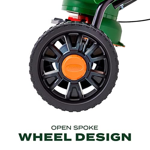 Scotts Turf Builder EdgeGuard DLX Broadcast Spreader for Seed, Fertilizer, Salt, Ice Melt, Holds up to 15,000 sq.ft. Product, Green — view 5
