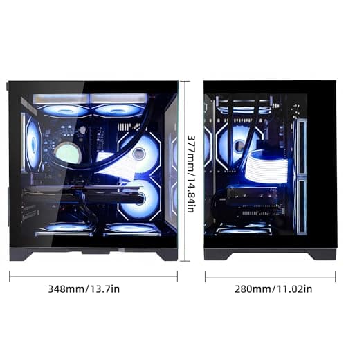 HELLOLAND Panaroma Gaming PC Desktop -AMD Ryzen 7 5700X 3.4 GHz -GeForce RTX 5060 8GB -32GB DDR4 RAM -1TB PCIe SSD & 240mm AIO & ARGB Software -WiFi & Bluetooth -Windows 11 Tower Computer-Black — view 7