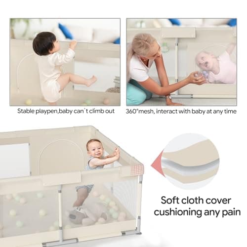 Fodoss Playpen Baby, 47x47inch Play Pen, Small Playard,Playpen for Apartment, Play Yard, Baby Activity Play Fence, Extra Large Playard, Parc Pour bébé — view 3