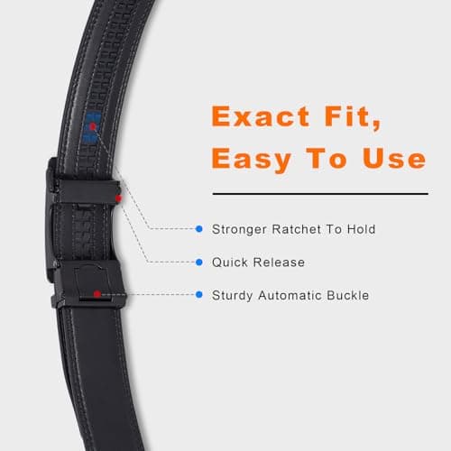 VATAN Men's Belt Leather Ratchet Belt for Men Dress Casual Every Day with Adjustable Buckle, Trim to Fit — view 4