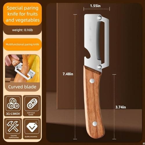 Multi-Functional Vegetable Peeler for Kitchen,Vegetable Peeler Wooden Handle,2-in-1 Stainless Steel Fruit & Vegetable Peelers with Bottle Opener for Potato Pineapple (2PC) — view 5