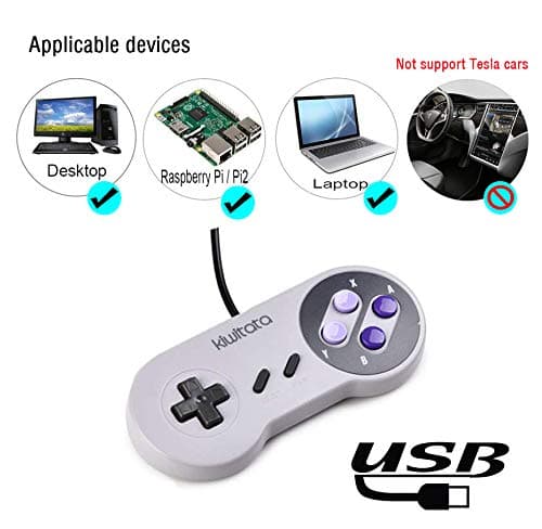 KIWITATA 2X Classic SNES USB Controller for PC Gamings, Retro SNES Wired USB Game Emulator Controller for Windows XP 7 8 11 Mac Raspberry Pi — view 5