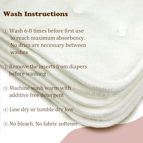 Mama Koala 4-Layer Natural and Microfiber Cloth Diaper Inserts, Adjustable and Reusable for Any Baby Cloth Diaper(6 Pack) — view 4