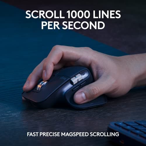 Logitech MX Keys S Combo - Performance Wireless Keyboard and Mouse with Palm Rest, Customizable Illumination, Fast Scrolling, Bluetooth, USB C, for Windows, Linux, Chrome, Mac - Graphite — view 3