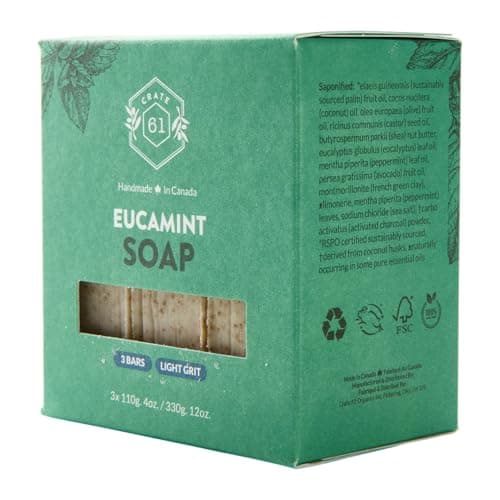CRATE 61 ORGANICS Vegan Natural Bar Soap, Handmade Soap With Premium Essential Oils, Cold Pressed Face And Body For Men Women 3 Pack, (4 oz, Bars) (Eucamint) — view 2