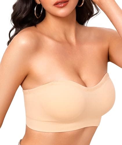 Finduself Strapless Bras for Women Wireless Push Up Bandeau Bra with Strap