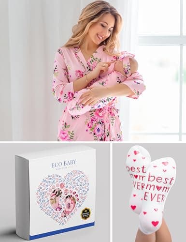 Mommy and Me Robe and Swaddle Set | Maternity Robe Matching Baby Girl, Boy, Grace, Large — view 5