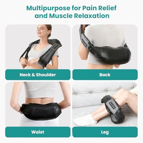Nekteck Shiatsu Back Neck Massager,2026 Upgraded 3D Back Shoulder Kneading Massage Pillow, Deep Kneading Shoulder Massager with Heat, Waist Massage Pillow for Home Car and Office Use (NOT Cordless) — view 4