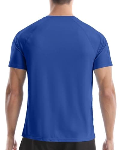 Roadbox Mens Sun Protection Swim Shirt, UPF 50+ Short Sleeve UV Rash Guard, Quick Dry Water T-Shirt for Surf Running Workout