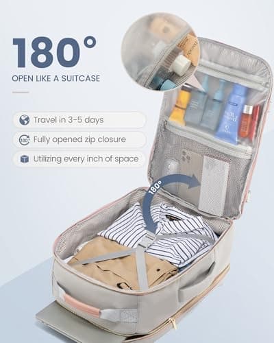 LOVEVOOK 40L Travel Backpack Flight Approved Carry on Backpack,3 Packing Cubes,Waterproof Personal Item Travel Bag,TSA Carry on Luggage Suitcase Travel Essentials,Gifts for Women & Men,fits 17" Laptop — view 3