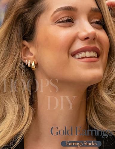 LOLIAS Small Chunky Hoop Earrings for Women, Non-Tarnish, Hypoallergenic, Huggie Silver Earring Stacks Set for Sensitive Ears, Multiple Piercing Jewelry, Lightweight, Classic 14K Gold Plated, 3 Pairs