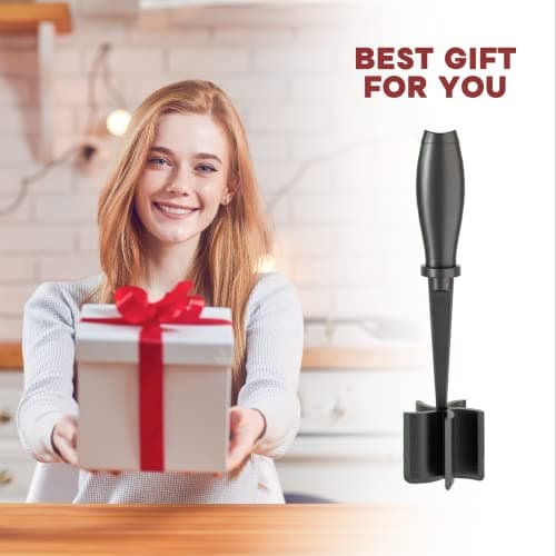 Meat Chopper, Hamburger Grinder, Premium Heat Resistant Smasher for Ground Beef, Burger Grinder Nylon Potato Mix Tool, Meat & Poultry Tenderizers-Black — view 6