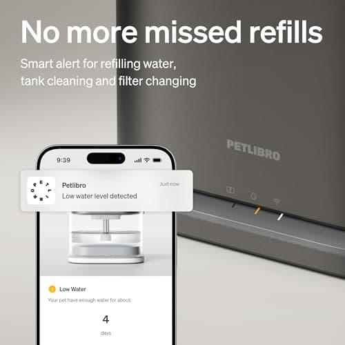 PETLIBRO Upgrade Cat Water Fountain Stainless Steel Tray, Dockstream 2 Cat Fountain Indoor, 3L/101oz Auto Cat Fountains for Drinking, App Monitoring Pet Water Fountain Dog, 5G WiFi Cat Water Dispenser — view 4