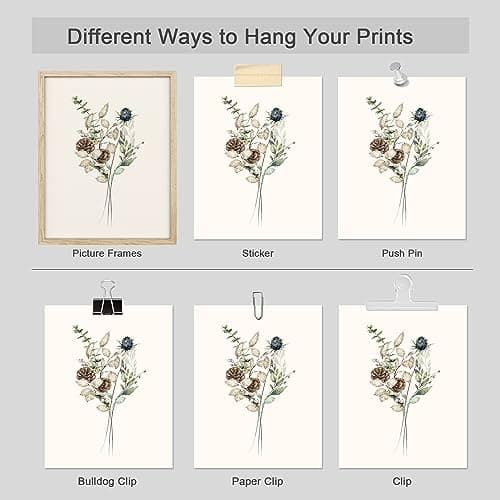 SIGNWIN Poster Forest Wildflower Collage Floral Botanical Print Nature Illustrations Decorative Country/Farmhouse Rustic Cozy Zen for Living Room, Bedroom, Office - 11"x14"x4 — view 4