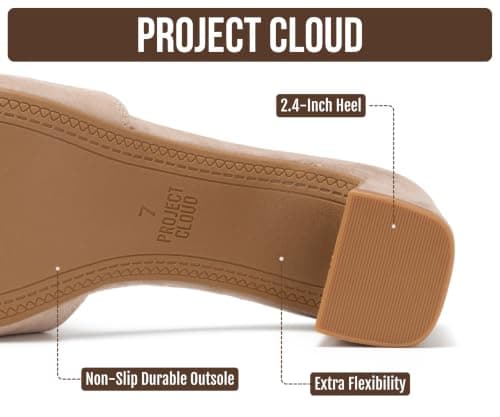 Project Cloud 100% Genuine Leather Sandals Women Footwear - Memory Foam Insole & Non-Slip Womens Dress Sandals - Lightweight Women's Sandals - Slides for Women 2026 (Monaco,LATTESUED,7M) — view 3