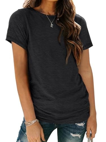 AUTOMET Women's Soft Basic Short Sleeve T-Shirt, Crewneck Tops Summer Casual Tee for Spring Shirts Clothes Everyday Wear 02black XS