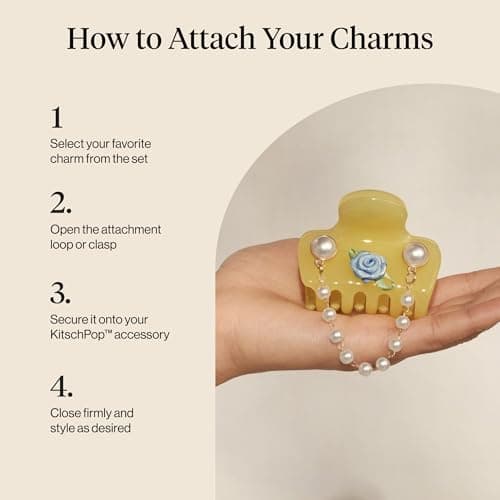 Kitsch KitschPop™Charm Sets – Interchangeable Charms For Hair Clips, Hair Brushes | Durable Assorted Cute Charms | Compatible with KitschPop™Hair Accessories - Coastal Cottage, 6pcs — view 6