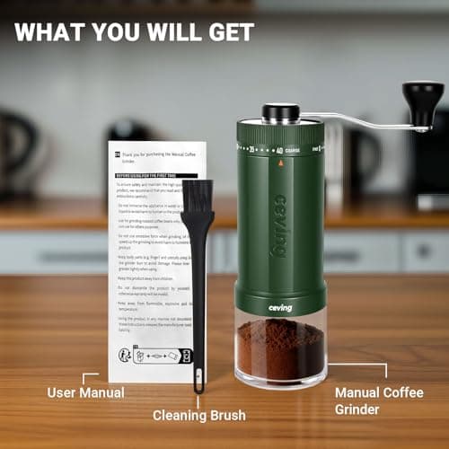 World's First 60g Large Capacity Manual Coffee Grinder, Portable Hand Coffee Bean Mill with 40 Adjustable Settings, Stainless Steel Burr Grinder for Pour Over, Camping, Travel, Gift (Forest Green) — view 4