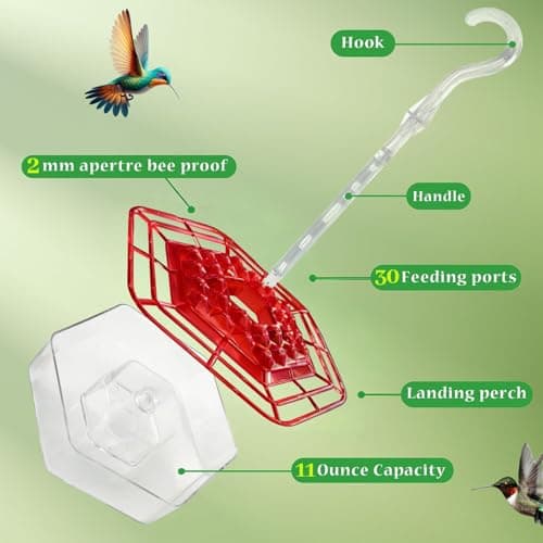 2 Pack Hummingbird Feeders for Outdoors Hanging with 30 Feeding Ports Saucer Humming Bird Feeder with Integrated Ant Moat Bee-Proof Leak-Proof No Drip, Easy Cleaning and Refill — view 2