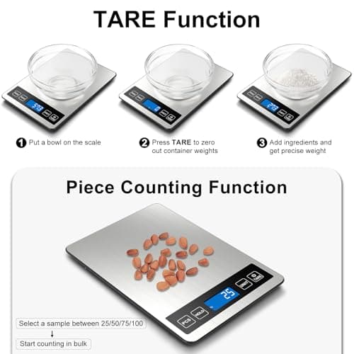 Fuzion Food Scale, 22lb/0.1oz Digital Kitchen Scale - 7 Units, Tare & PCS — view 3