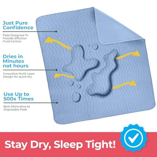 Utopia Bedding (Pack of 4) Waterproof Incontinence Pads Quilted Washable & Absorbent Bed Pad for Adults and Kids 34 x 36 inches (Blue) — view 2