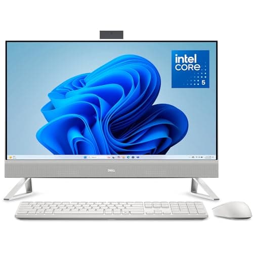 Dell 27 All-in-One Desktop ec27250-27-inch FHD (1920 x 1080) Display, Intel Core 5 Processor 120U, Graphics, 16GB DDR5 RAM, 512GB SSD, Windows 11 Home, Onsite Service - White