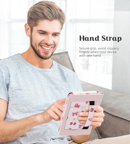 MoKo Case for 6" All-New eBook(11th Generation-2024/2022), Lightweight Shell Cover with Hand Strap Auto Wake/Sleep for E-Reader 11th Gen. 2024, Not fit Kobo Aura 2/Remarkable, Cherry Bow — view 6