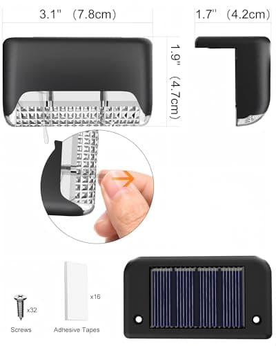 CANASUN Solar Deck Lights 16 Pack Solar Fence Light Solar Powered Outdoor Step Light IP65 Waterproof LED Pathway Light for Deck Fence Railing Garden Patio StairYard (Warm Light) — view 5