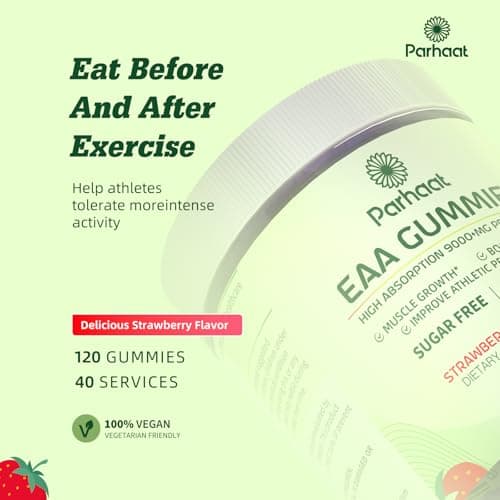 Parhaat EAA Gummies 120 Gummies (Strawberry), Essential Amino Acids - All 9 Essential Aminos (EAA) and All Branched-Chain Aminos (BCAAs), Non-GMO, Gluten Free, Vegetarian Friendly — view 4