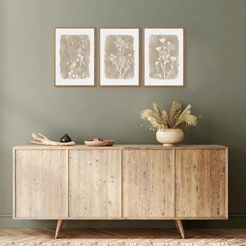 CHDITB Botanical Farmhouse Wall Art Set, Framed Boho Plant Wall Decor, Neutral Minimalist Floral Wall Painting, Rustic Wildflower Canvas Art Prints for Living Room, Bedroom, Bathroom - Large 16"x24"x3 — view 4