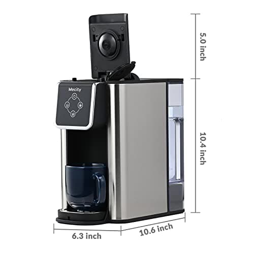 Mecity Coffee Maker 3 in 1 Single Serve Coffee Machine, Compatible with K cup Capsules, Instant Coffee Pot, Tea maker, 6,8,10 Oz Cup, Removable 50 Oz Water Reservoir, 120V 1150W — view 7