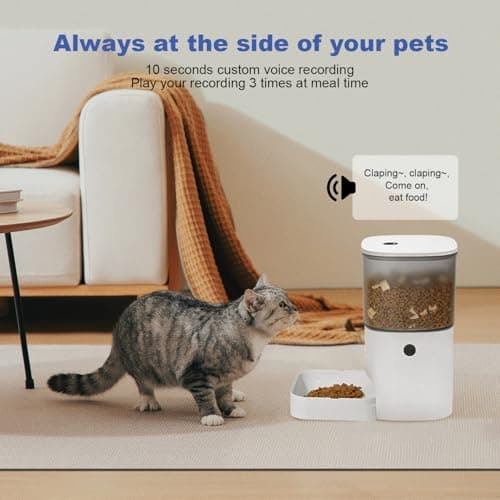 ANDOLL HOME Automatic Cat Feeder, 4L Cat Food Dispenser with 10s Voice Recorder, Pet Feeder up to 8 Meals per Day, Timed Dog Feeder with Dry Food Sealed Ring — view 5